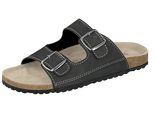 Supersoft Herren Pantoletten Hausschuhe Lederfußbett 174-001 in 5 Farben (Black/Multi, Numeric_45) von Supersoft