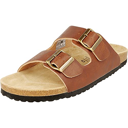 Supersoft Herren Schuhe 174-108 Pantoletten Sandalen 2er Riemen Hausschuhe in 2 Farben (43 EU, Cognac, numeric_43) von Supersoft