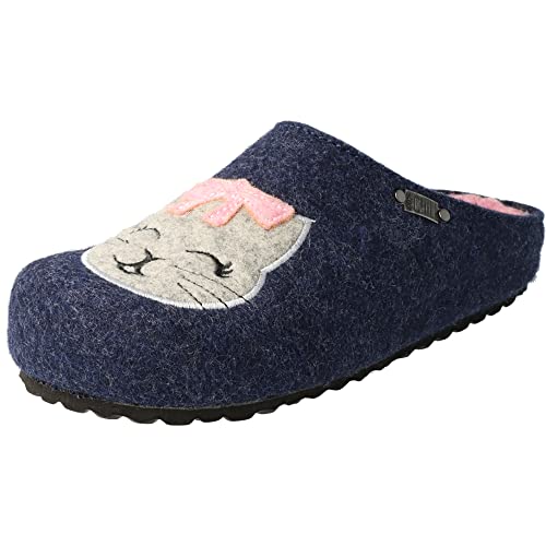 Supersoft Mädchen Schuhe 542-309 Pantoffeln Clogs Hausschuhe Katze Navy (numeric_28) von Supersoft