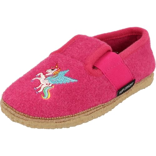 Supersoft Mädchen weiche Pantoffeln Hausschuhe Puschen 542-387 Einhorn (Fuchsia, EU Schuhgrößensystem, Kleinkind, Numerisch, M, 27) von Supersoft