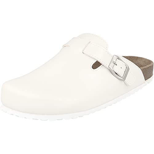 Supersoft Unisex 176-004 Pantoletten Clogs Gasto Praxis Schuhe Lederfußbett Weiß (Numeric_47) von Supersoft