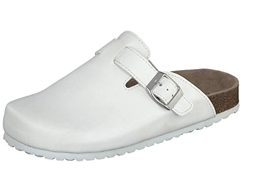 Supersoft Unisex Schuhe Arzt Clogs Pantoletten Hausschuhe Lederfußbett White (36 EU) von Supersoft