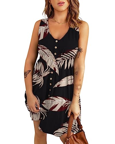 Sommerkleid Damen Leicht Strandkleid Kleid Damen Sommer Shirtkleid Kurz Sommerkleid Für Frauen Kleid Mit Knopfleiste Mehrfarbig von Supersun