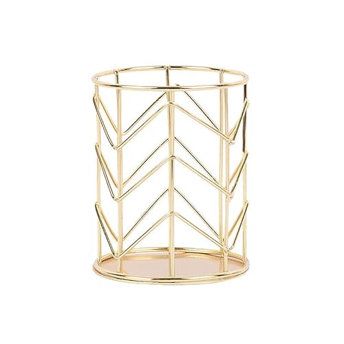 SUPERTOOL Drahtgeflecht, goldfarben, Pinsel/Stiftehalter, Make-up-Organizer, Gabel und Messer, exquisit, schön und langlebig (1 Stück) von Guoml