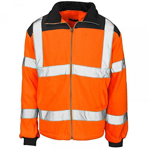 SuperTouch Herren Sicherheits-Arbeits-Fleecejacke mit Regenaufnäher, Orange/Marineblau, L von Supertouch