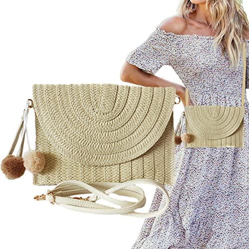 Rattan-Geldbörse | Rattan Damen Strandhandtaschen | Wiederverwendbare handgewebte Sommer-Clutch mit mäßigem Fassungsvermögen für Reisekosmetik Suphyee von Suphyee