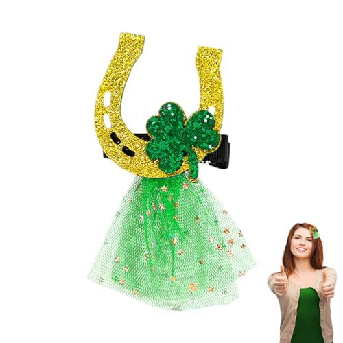 St. Patricks Day Haarnadel für Frauen, St. Patricks Day Haarspange | Kleeblatt-Haarnadel-Haarspangen | Glitzer-Haarnadeln, Haar-Accessoires, grüne Zwerg-Zylinder-Haarspangen für den irischen Suphyee von Suphyee