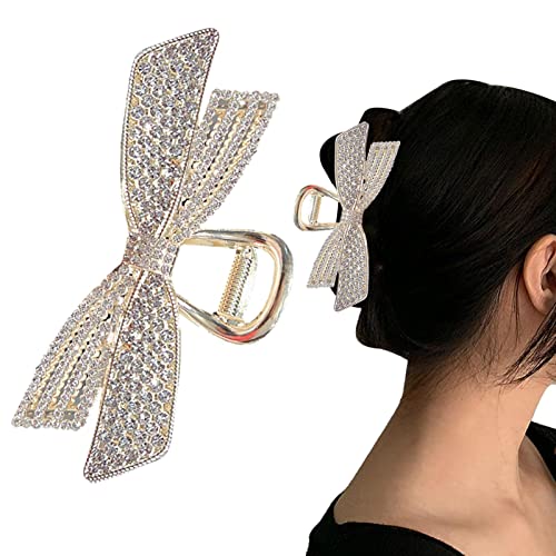 Strass Haarklammern - 3D-Schmetterlings-Design-Klauenklammern 4,52 Zoll | Perlen-Haarklammern für Frauen und Mädchen, rutschfestes Haar-Styling-Zubehör für dünnes Haar Suphyee von Suphyee