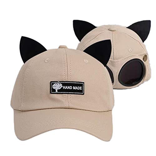 Suphyee Baseballmütze - Unisex-Outdoor-Sonnenschutz-Pilotenkappe mit Brille | Vintage Cat Ears Sonnenbrille Schirmmütze für Outdoor von Suphyee