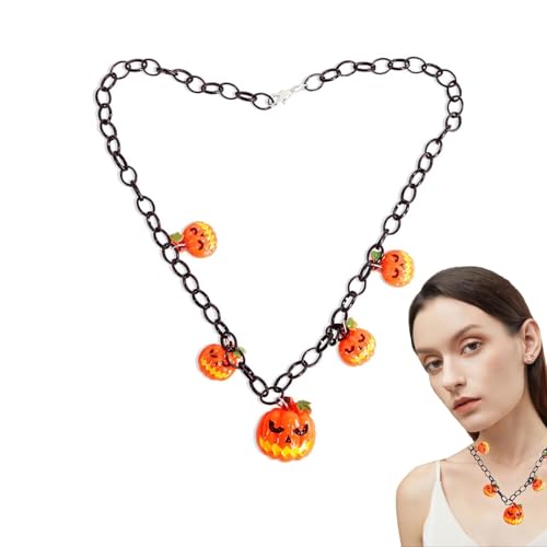 Suphyee Kürbis Halskette,zierliche Halloween Halskette,Halloween Kürbis Charm Halskette | Halloween-Party-Schmuck, Geister-Langketten-Halsketten für Frauen und Mädchen von Suphyee