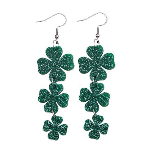 Suphyee St. Patricks Day Ohrringe für Frauen, grüne Kleeblatt-Ohrringe - Grüne Kleeblatt-Ohrringe,4 Blatt Kleeblatt Ohrringe Valentinstag Ohrringe für Frauen, Acryl irische Kleeblatt Ohrringe von Suphyee