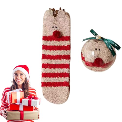 Weihnachtliche Fuzzy-Socken - Weiche Weihnachtssocken,Wintersocken, Thermosocken zum Schlafen im Innenbereich, für Damen und Mädchen, Weihnachtsgeschenke Suphyee von Suphyee