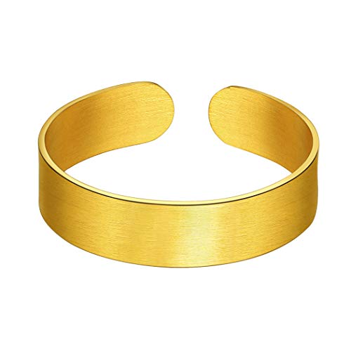 Suplight 18k Vergoldet Knöchel Ring offener Ring für Männer Frauen 5mm breit matte verstellbar Bandring Verlobungsring Ehering Partnerring Geschenk für Valentinstag von Suplight