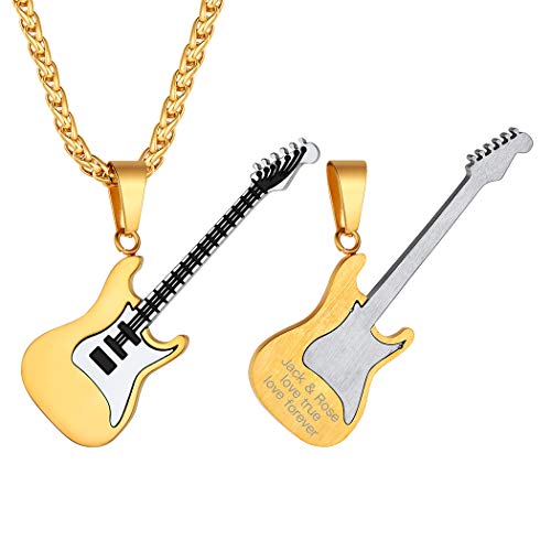 Suplight 18k vergoldet E-Gitarre Halskette Herren Jungen personalisiert Anhänger mit Kette Elektrische Bass Gitarre Hip Hop Modeschmuck Accessoire für Gitarristen Musiker Geschenk von Suplight