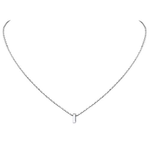 Suplight 925 Silber Buchstabe I Collier für Damen Mädchen platiniert 3D Initiale Anhänger mit 1,5mm/45cm Rolokette Simpel Namenkette Schlüsselbein Halskette Geschenk für Geburtstag Jahrestag von Suplight