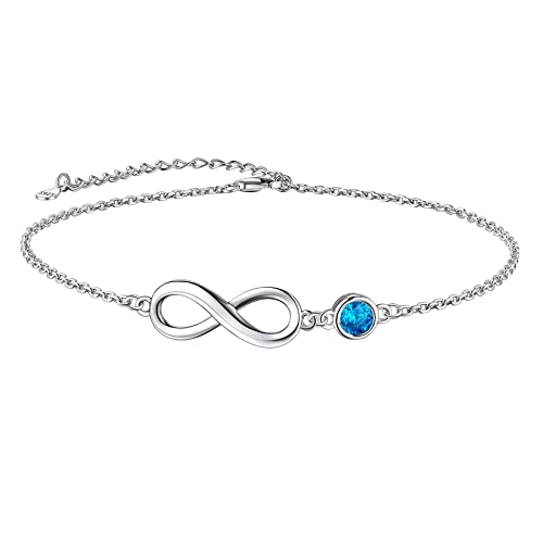 Suplight 925 Stelring Silber Infinity Fußkettchen mit Mondstein Dezember Kristall Fußbandlkette Fußschmuck für Frauen Mädchen von Suplight