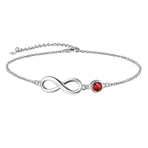 Suplight 925 Stelring Silber Infinity Fußkettchen mit Mondstein Januar Kristall Fußbandlkette Fußschmuck für Frauen Mädchen von Suplight