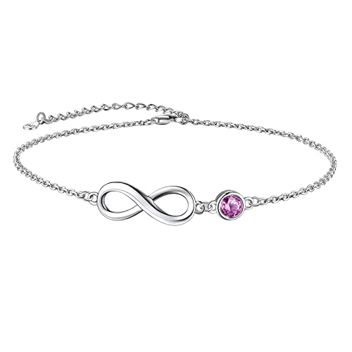 Suplight 925 Stelring Silber Infinity Fußkettchen mit Mondstein Juni Kristall Fußbandlkette Fußschmuck für Frauen Mädchen von Suplight