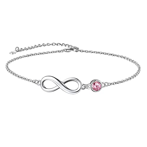 Suplight 925 Stelring Silber Infinity Fußkettchen mit Mondstein Oktober Kristall Fußbandlkette Fußschmuck für Frauen Mädchen von Suplight