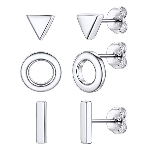 Suplight 925 Sterling Silber Geometrische Formen Ohrringe für Damen Mädchen Dreieck Runde Stäbchen Ohrstecker Ohr Piercing platiniert Ohr Schmuck für Mutter Schwester von Suplight