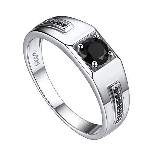 Suplight 925 Sterling Silber Ring Herren Eternityringe mit Diamanten Spannrings 14K Weißgold Solitärring Verlobungsring Eternityringe Schwarzer Zirkonia 59 von Suplight