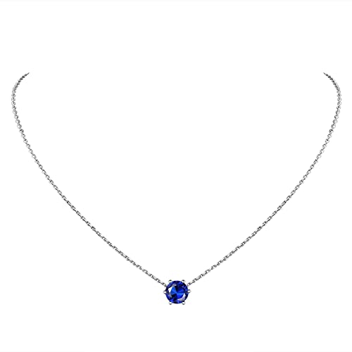 Suplight 925 Sterlingsilber Damen Mondstein Kette mit Blauer Geburtsstein September Anhänger Kristall Kette Saphir Schmuck Bergkristall Accessoire für Mädchen Frauen von Suplight