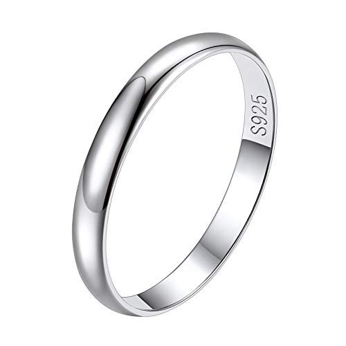 Suplight 925 Sterlingsilber Ring für Damen Mädchen 3mm glänzender Verlobungsring Ehering Fingerring simpel Finger Schmuck Größe 49 von Suplight