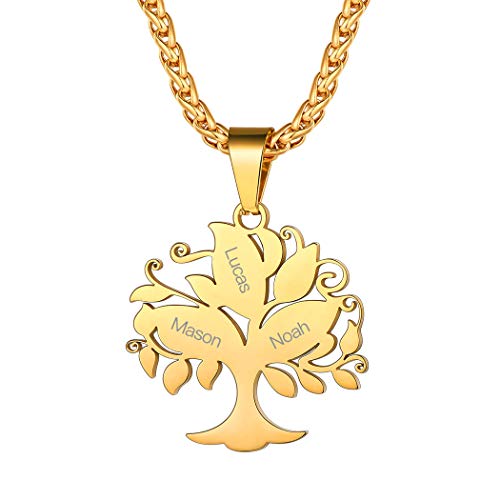 Suplight BFF Schmuck 18k vergoldet Lebensbaum Anhänger Halskette personalisiert Familienstammbaum mit Geburtsstein und Namen Gravur Partnerschaft Freundschaft Schmuck Geschenk für beste Freunde von Suplight