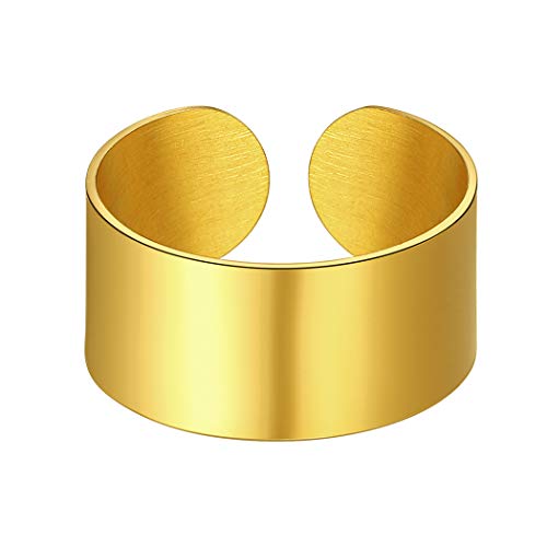Suplight Band Ring 18k Vergoldet glänzend offener Ring für Frauen Männer 10mm breit Knöchelring Fingerring Partnerring Hochzeit Schmuck Geschenk für Valentinstag Jahrestag von Suplight