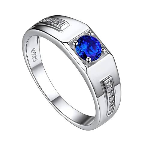 Suplight Herren Damne Ring Silber 925 Personalisierter Verlobungsring Edelsteinen Fingerring mit Gravur Mondstein Schmuck 62 von Suplight