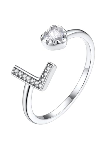 Suplight Buchstaben L Ring mit Zirkonia Damenring 925 Sterling Silber Initiale Ring Verstellbarer Fingerring Letter Ring Inkl. Geschenkbox für Frauen Mädchen von Suplight