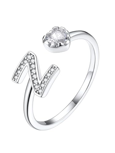 Suplight Buchstaben Z Ring mit Zirkonia Damenring 925 Sterling Silber Initiale Ring Verstellbarer Fingerring Letter Ring Inkl. Geschenkbox für Frauen Mädchen von Suplight