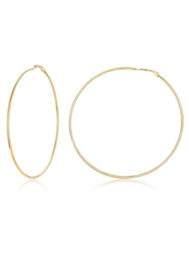 Suplight Creolen Gold 100mm Groß Ohrringe für Damen Mädchen Runde Kreis Ohrringe 18K Vergoldet Minimalist Geometrische Hoop Earrings Ohr Piercing Ohrschmuck Accessoire für Frauen Mädchen von Suplight