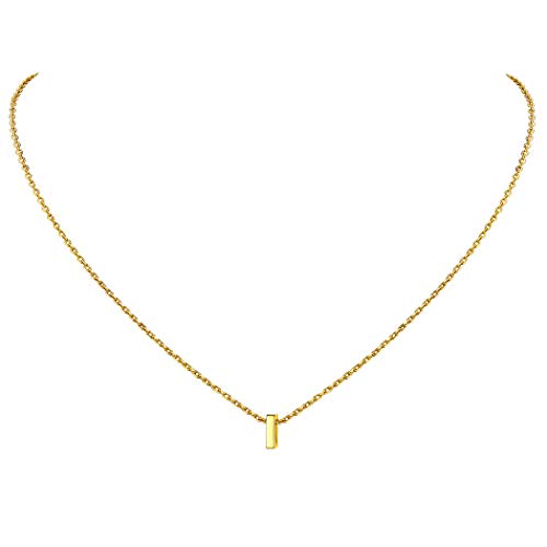 Suplight Damen 925 Sterling Silber Buchstabe I Collier 18k vergoldet 3D Initiale Anhänger mit 45cm/1,5mm Rolokette Minimalist Schlüsselbein Kette Schmuck Accessoire für Party Abendkleidung von Suplight