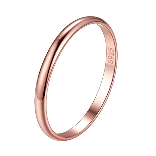 Suplight Damen 925er Silber Finger Ring Simpel Ring Verlobungsring Ehering Schmuck für Frauen Freundin Breite 2mm Größe 19,8mm Rosegold von Suplight