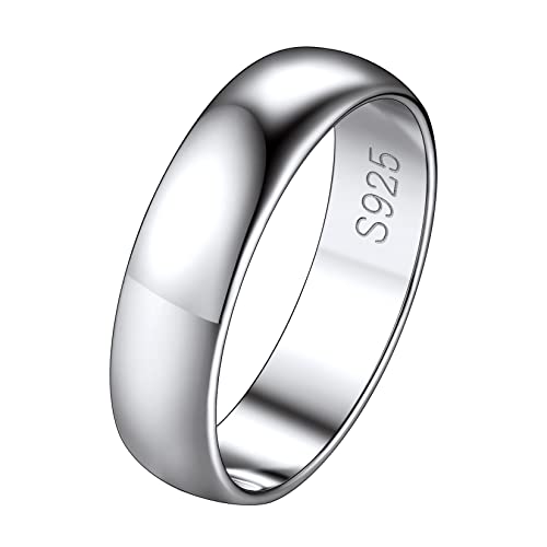 Suplight Damen 925er Silber Finger Ring Simpel Ring Verlobungsring Ehering Schmuck für Frauen Freundin Breite 5mm Größe 18,9mm Silber von Suplight