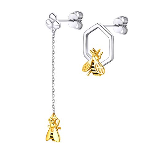 Suplight Damen Asymmetrie Ohrringe 925 Sterlingsilber Biene Design Ohrhänger platiniert Mädchen Schmuck Accessoire für Valentinstag Geburtstag Muttertag Suplight Damen Asymmetrie Ohrringe 925 Sterlingsilber Biene Design Ohrhänger platiniert Mädchen Schmuck Accessoire für Valentinstag Geburtstag Muttertag von Suplight