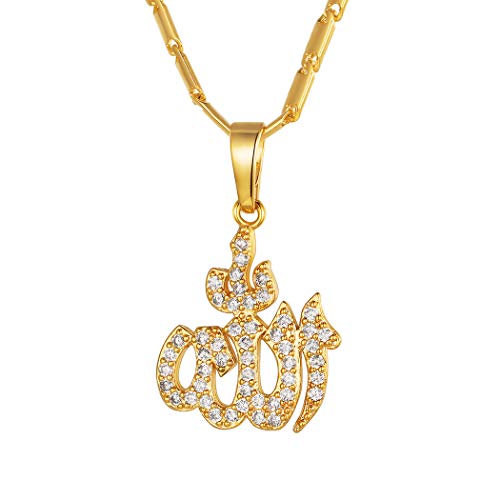 Suplight Damen Collier Arabische Gott Allah Anhänger Halskette 18K Vergoldet mit Zirkonia für Frauen Mädchen Muslim Islamische Amulett Modeschmuck Geschenk für Geburtstag Weihnachten von Suplight