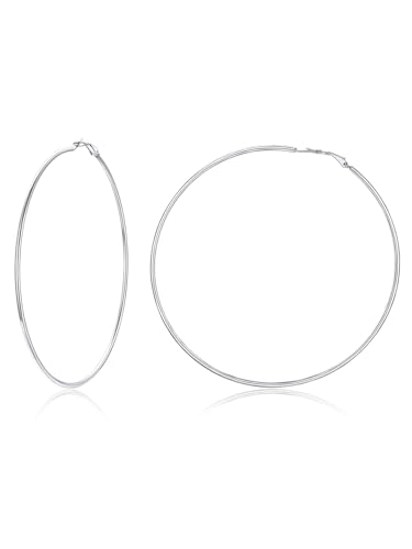 Suplight Ohrringe Edelstahl Damen Creolen 100mm groß Runde Kreis Ohrringe hochglanz Geometrische Kreolen Hoop Earrings Ohr Piercing Minimalist Schmuck Accessoire für Frauen Mädchen von Suplight