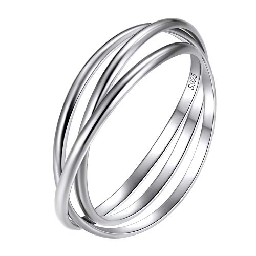 Suplight 925 Sterlingsilber Ring für Damen Mädchen 3 ineinander verschlungene Ringe Design Verlobungsring Ehering Fingerring simpel Finger Schmuck Größe 49 von Suplight