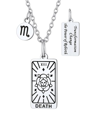 Suplight Damen Herren Tarot Karte Ketten Der Tod Anhänger in Bijouterie Schütze Anhänger Edelstahl Rectangle Amulett Anhänger für Tarot- und Horoskopliebhaber, Silber von Suplight