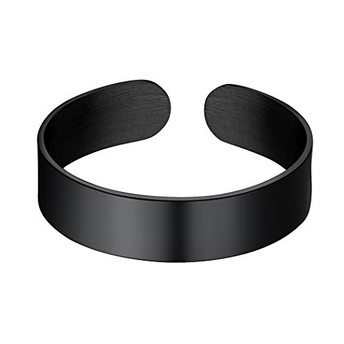 Suplight Damen Herren offener Ring 5mm verstellbarer Band Ring Edelstahl glänzend Knöchelring Fingerring Verlobungsring Modeschmuck Accessoire Geschenk für Frauen Männer von Suplight