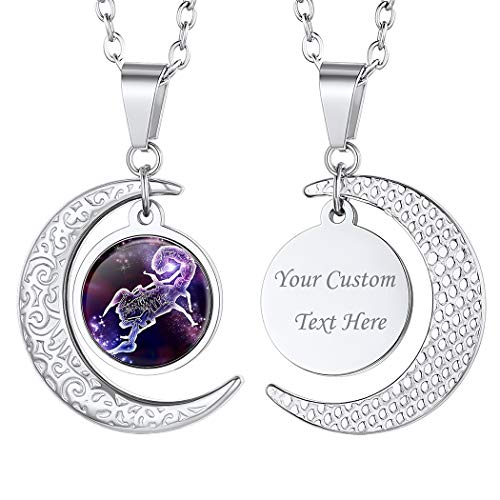 Suplight Damen Herren personalisiert Mondsichel + Sternzeichen Collier Edelstahl Tierkreis Symbol Skorpion Anhänger mit 55cm Rolokette Sternbilder Horoskop Modeschmuck für Geburtstag Suplight Damen Herren personalisiert Mondsichel + Sternzeichen Collier Edelstahl Tierkreis Symbol Skorpion Anhänger mit 55cm Rolokette Sternbilder Horoskop Modeschmuck für Geburtstag von Suplight
