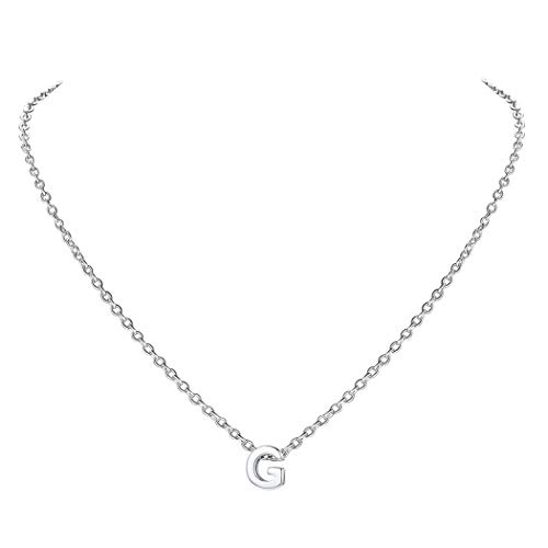 Suplight Damen Initiale Modeschmuck platiniert 3D Buchstabe G Anhänger Halskette Minimalistische Schlüssebein Kette 40+5cm für Frauen Mädchen Geschenk für Jahrestag Geburtstag von Suplight