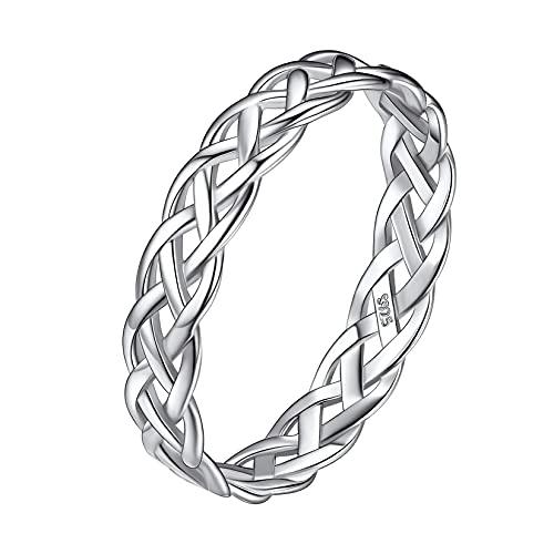 Suplight Damen Keltischer Knoten Ring 925 Silber Irischer Triquetra Fingerring Keltische Unendlichkeits-Knoten Silberringe für Verlobungsring Ehering Ringgröße 60 von Suplight