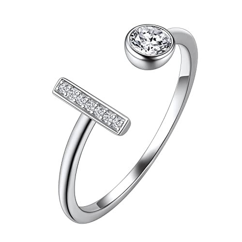 Suplight Damen Offener Ring 925 Sterling Silber Letter Ring mit Buchstabe I Verstellbare Initiale Alphabet Schmuck Geschenk für Frauen Mädchen von Suplight