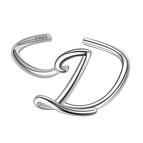 Suplight Damen Offener Ring 925 Sterling Silber Verstellbare Initiale Alphabet Schmuck Geschenk für Frauen Mädchen Letter Ring mit Buchstabe L von Suplight