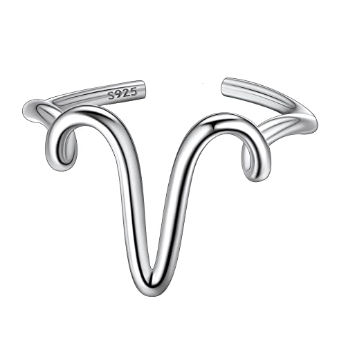 Suplight Damen Offener Ring 925 Sterling Silber Verstellbare Initiale Alphabet Schmuck Geschenk für Frauen Mädchen Letter Ring mit Buchstabe V von Suplight