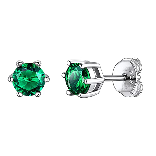 Suplight Damen Ohrringe 925 Silber Mondstein Ohrstecker Mai Geburtsstein Earrings medizinische Ohr Piercing grüne Zirkonia Accessoire Smaragd Schmuck für Geburtstag Weihnachten von Suplight