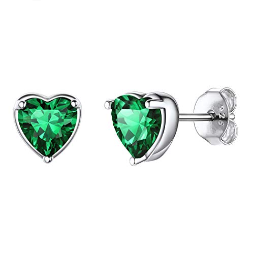 Suplight Damen Ohrringe 925 Silber Mondstein Ohrstecker Mai Geburtsstein Earrings medizinische Ohr Piercing grüne Zirkonia Accessoire Smaragd Schmuck für Geburtstag Weihnachten von Suplight